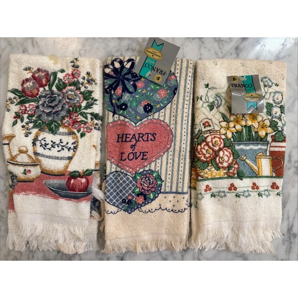 Vintage Franco Kitchen Towels Unused 100% Cotton NWT Set Of 3 READ